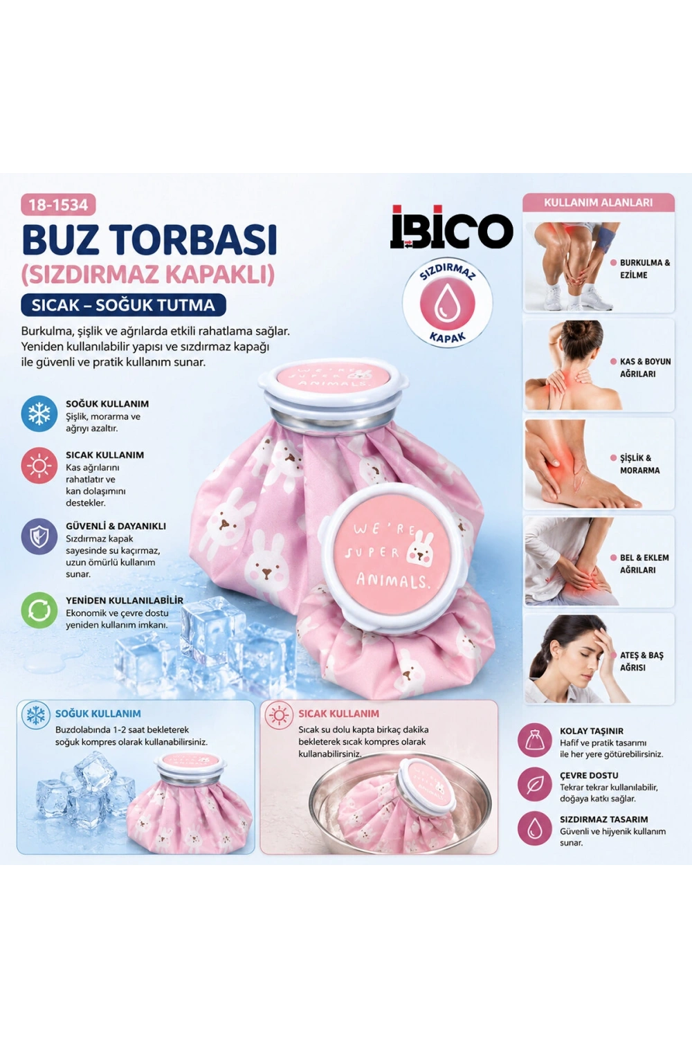 Egonex İbico İ18-079 Buz Torbası ( Sızdırmaz Kapaklı ) ( Sıcak - Soğuk Tutma )*100