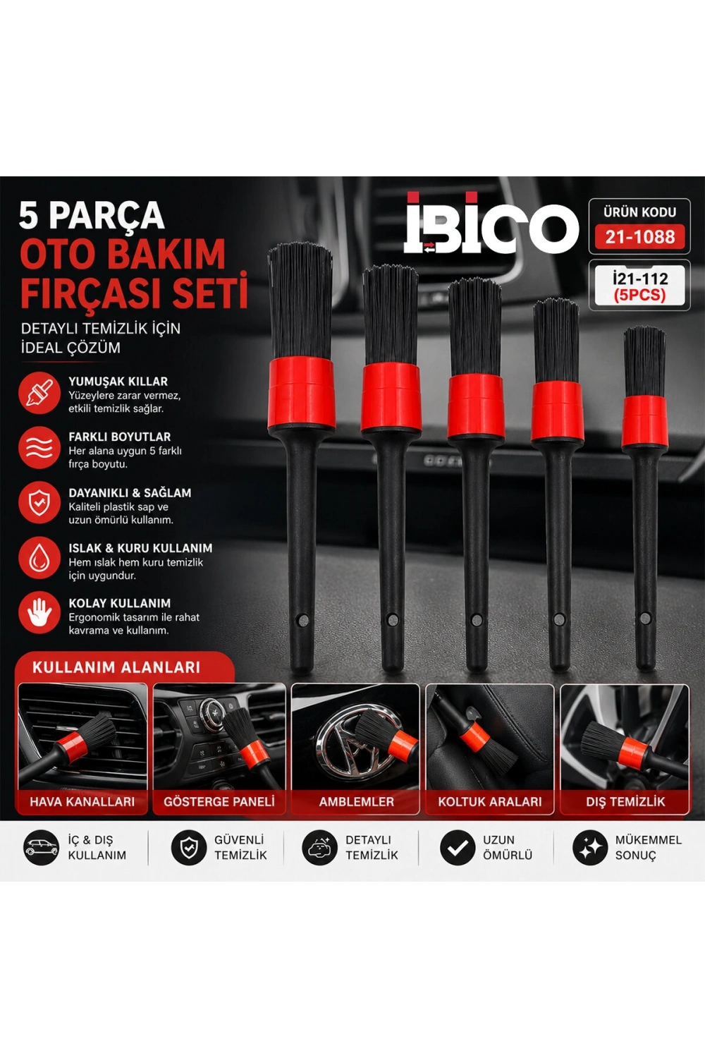 Egonex İbico İ21-112 ( 5pcs ) Oto Bakım Fırçası*10x20