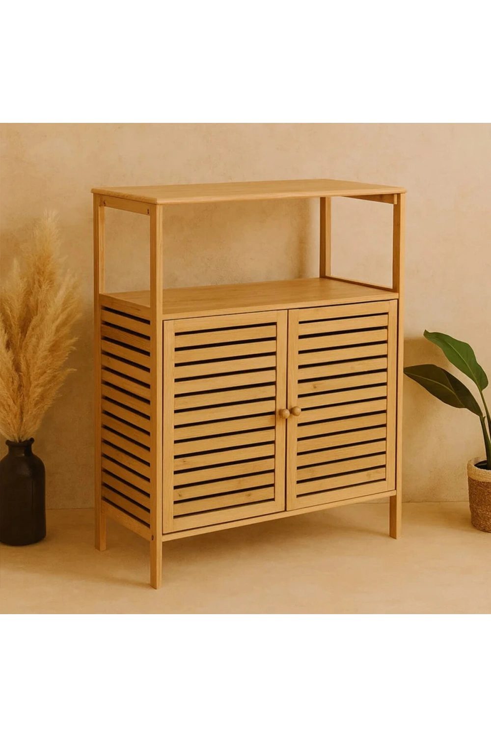 Egonex İbico İ21-149 Çok Amaçlı Dolap ( Ahşap Bambu ) ( Organizer Raflı ) ( 66x33x85cm ) *4