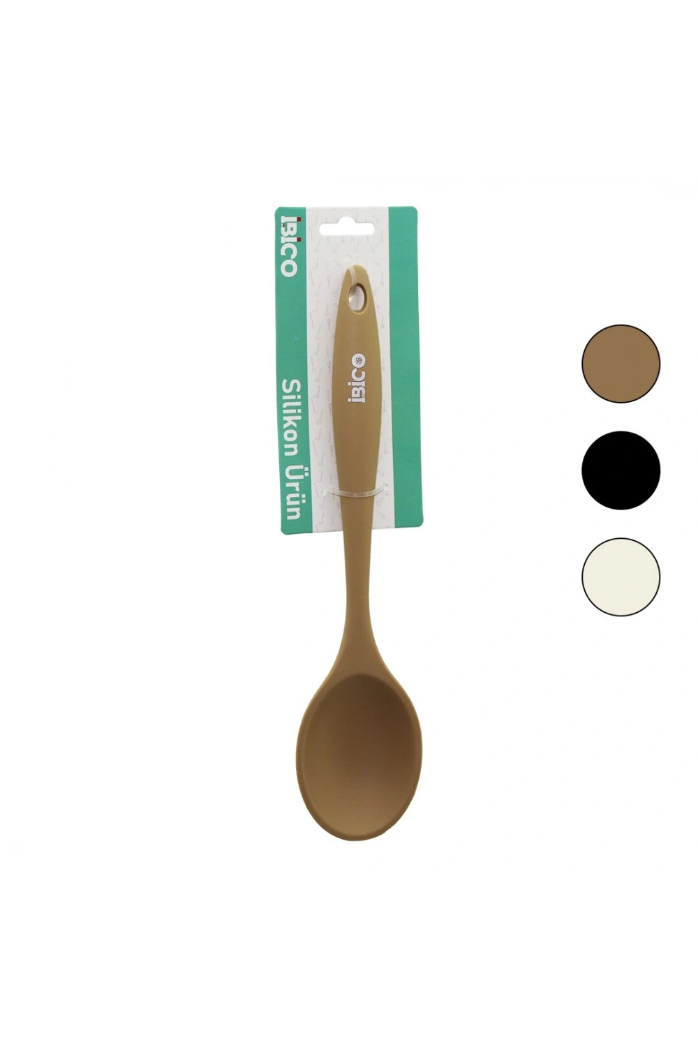 Egonex İbico İ22-037 ( Renkli Silikon ) ( Servis ) Kaşık ( Silikon Saplı ) ( 26.5cm )*12x6