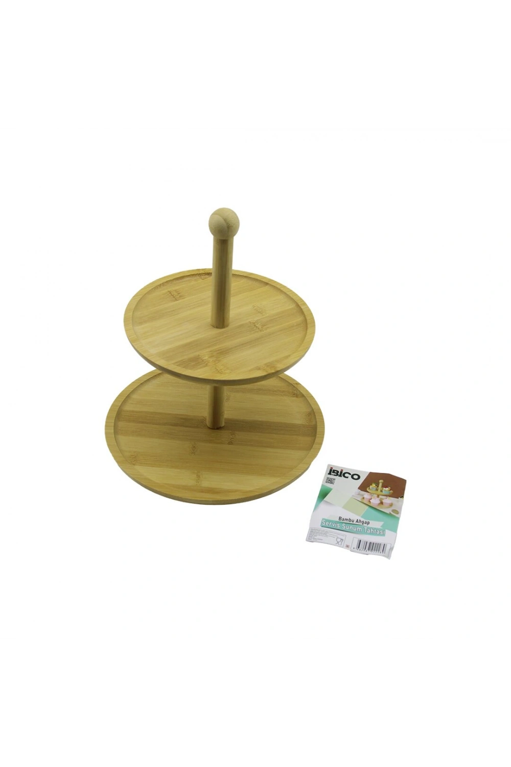 Egonex İbico İ22-228 ( Yuvarlak ) ( 2 Katlı ) Ahşap & Bambu Servis Sunumluk ( Çap: 20cm -- Çap:25cm )*12