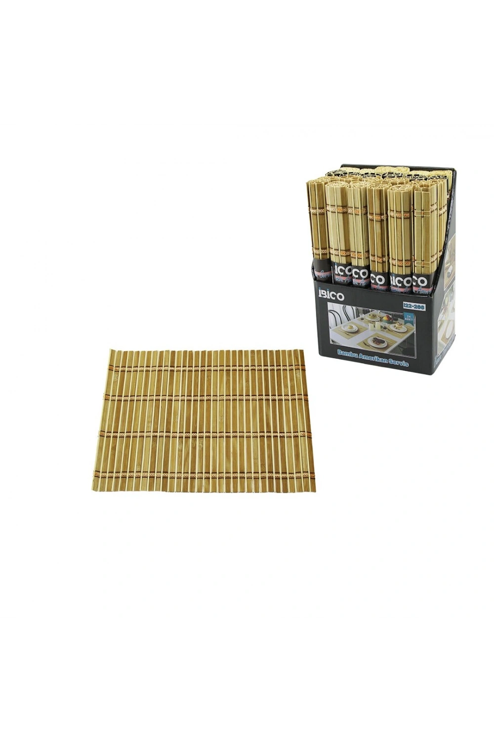 Egonex İbico İ22-266 ( Dikdörtgen ) ( Hasır & Bambu ) Amerikan Servis Altı  ( İp Desenli ) ( 30x40cm )*24x8