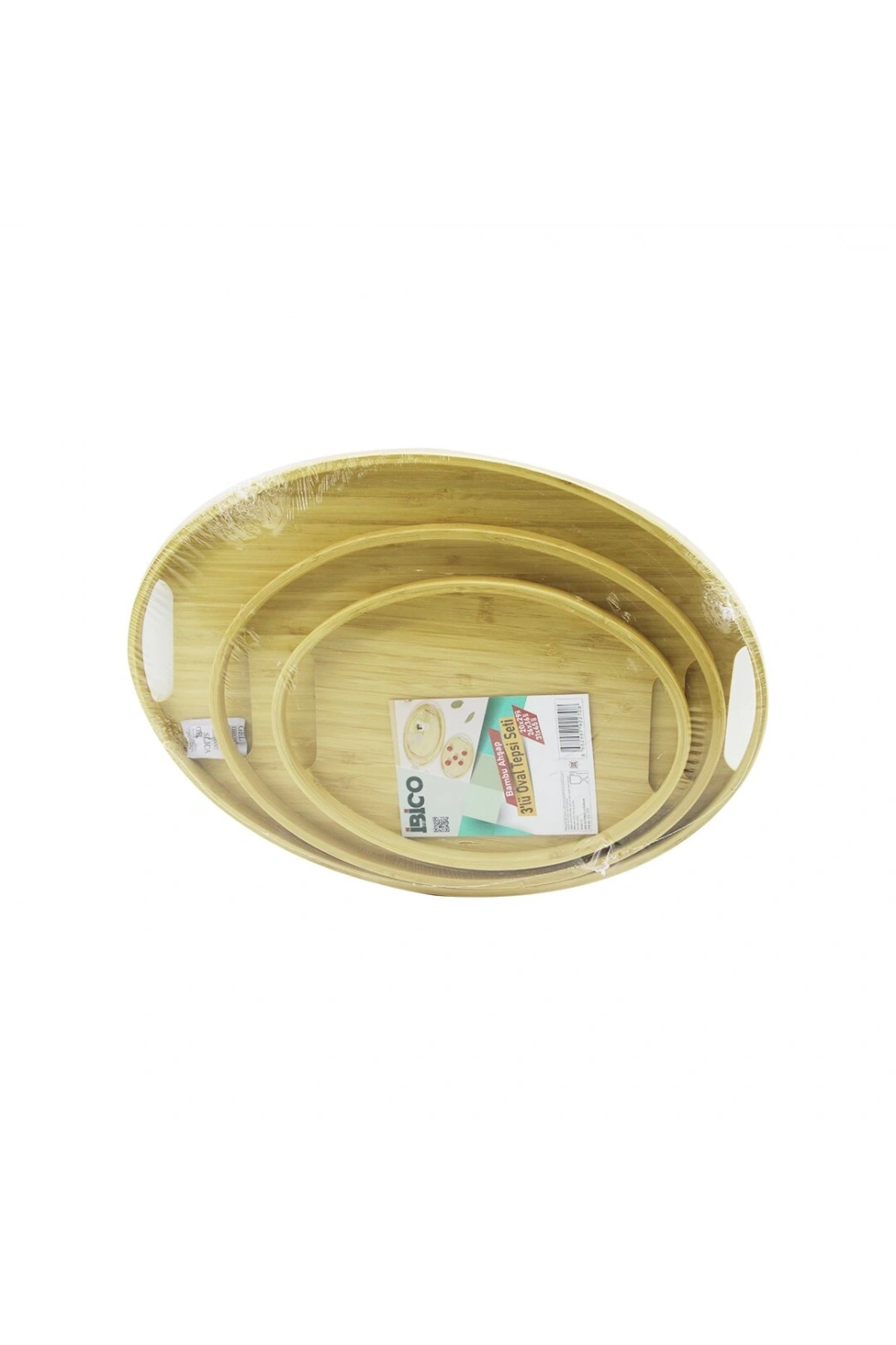 Egonex İbico İ22-270 ( 3 Boy ) ( Oval ) ( Bambu Ahşap ) Tepsi Seti ( 20x29 & 26x36 & 31x45cm )*12