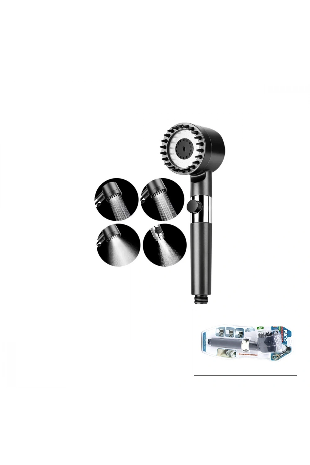 Egonex İbico K13-043 ( Masaj Uçlu=elastik Silikon ) Ultra Duş Başlık ( 360° ) ( 3 Mod= Fonksiyonlu ) ( Su Stop Tuşlu )*40