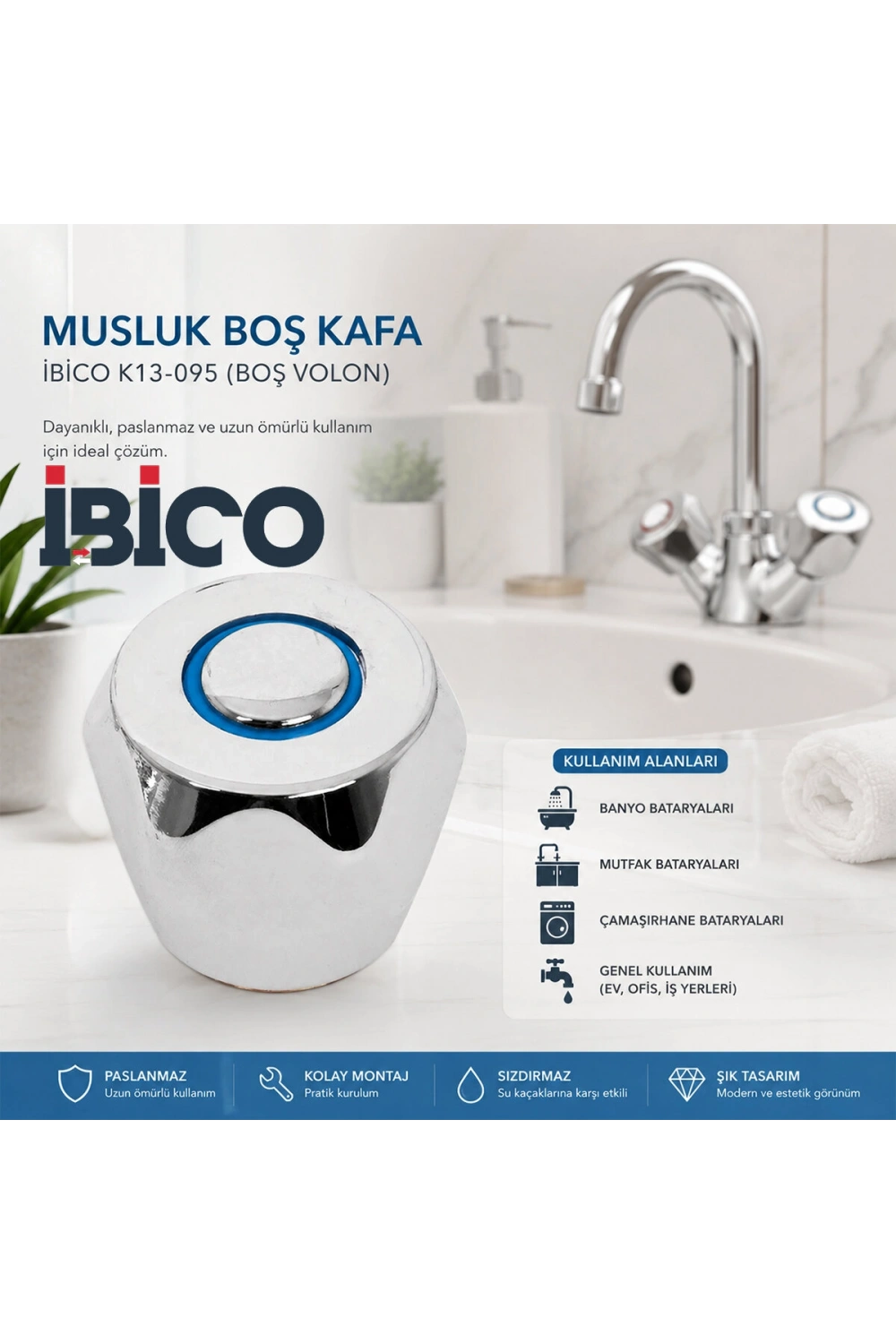 Egonex İbico K13-095 ( Boş Volon ) Musluk Boş Kafa Acem*16x15