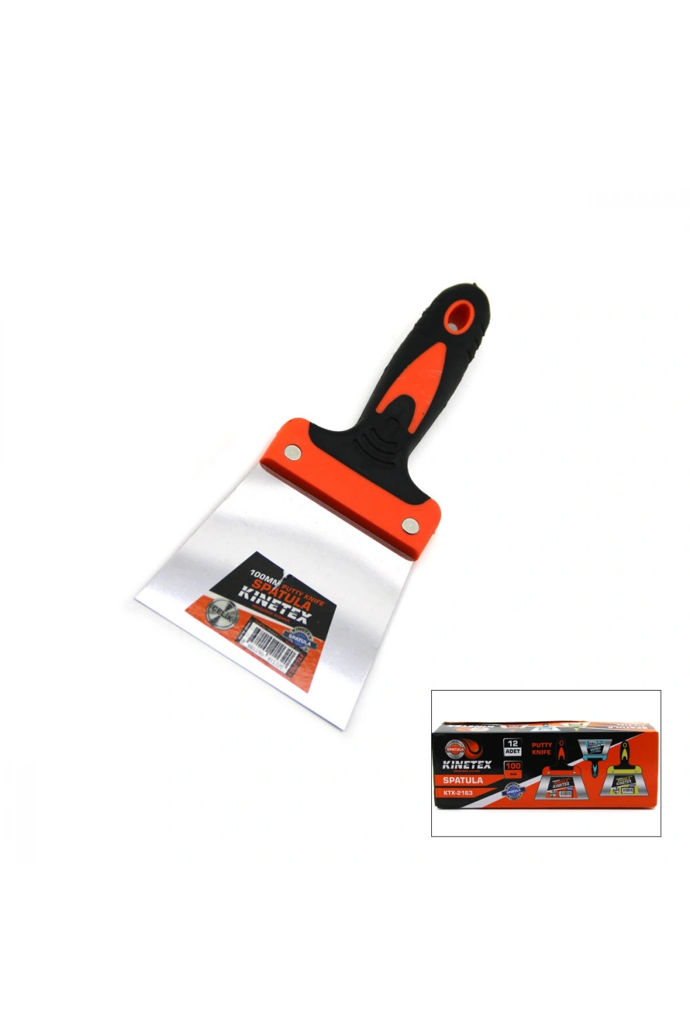 Egonex Kınetex Ktx-2163 ( 100mm ) Kauçuk Saplı & Çelik  Boyacı Spatulası*12x10