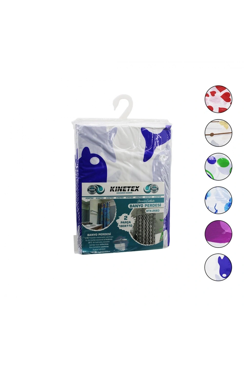 Egonex Kınetex Ktx-2683 ( Çif Kanat ) Polyester Banyo Perdesi ( 2pcs X 180x110cm & 12 Halkalı )*72