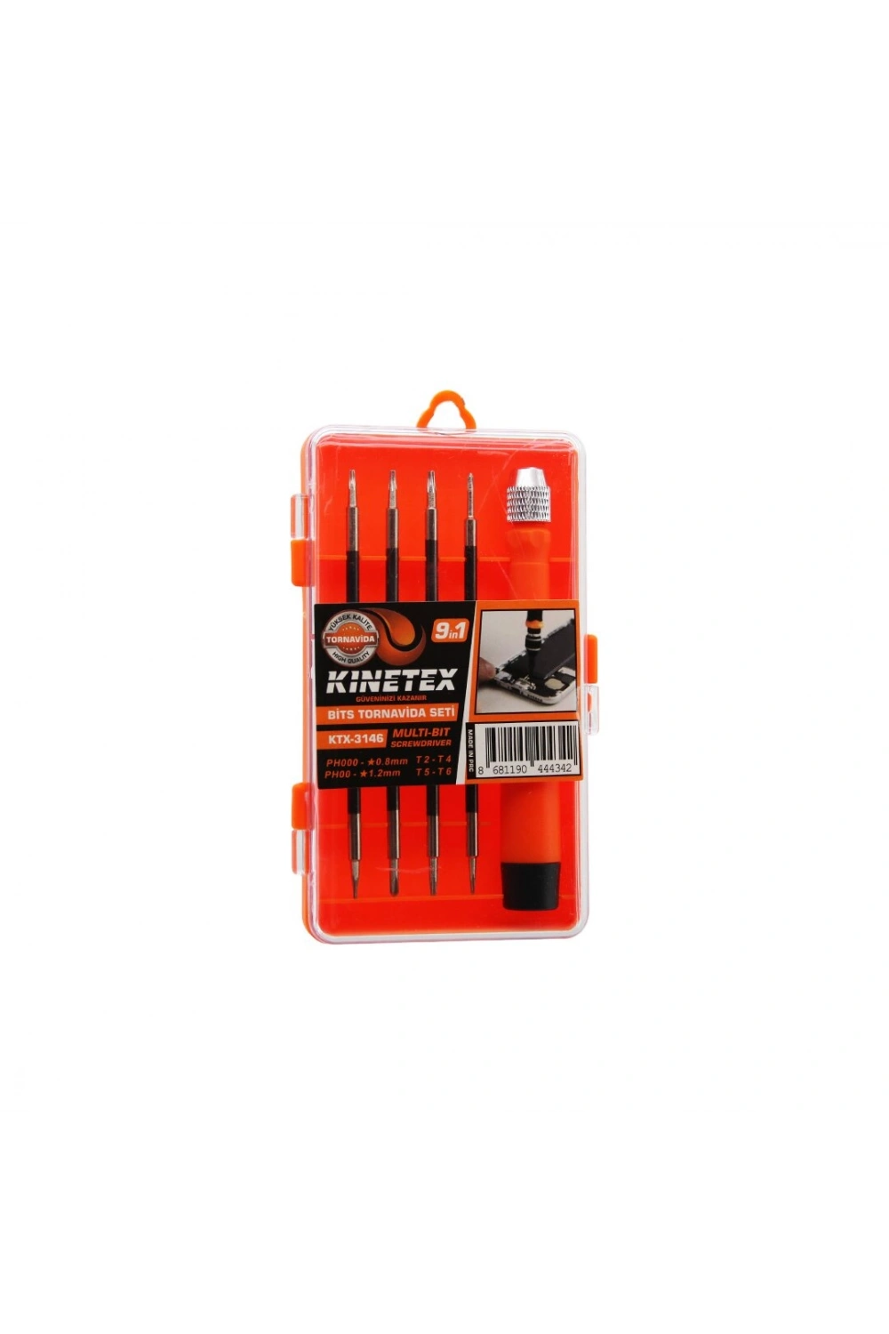 Egonex Kınetex Ktx-3146 ( 9in1 ) ( Saatçi & Telefoncu ) Bits Tornavida Uç Seti ( 4pcs Çift Taraflı Uç=8 Uç + 1-t.vida Sapı )*24x8