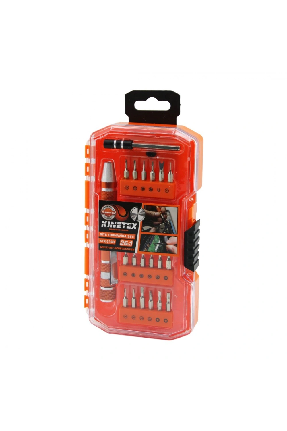 Egonex KINETEX KTX-3149 ( 26İN1 ) BİTS TORNAVİDA UÇ SETİ ( 24PCS UÇ + 1-KALEM MODEL T.VİDA SAPI + 1-UZATMA ADAPTÖRÜ )*10X10