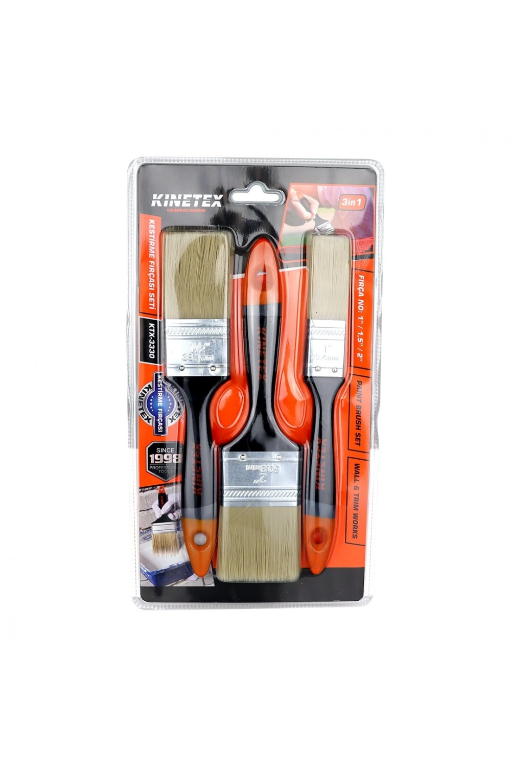 Egonex Kınetex Ktx-3330 ( 3 Pcs & No:1 / 1.5 / 2 ) Kestirme Fırça Set*120