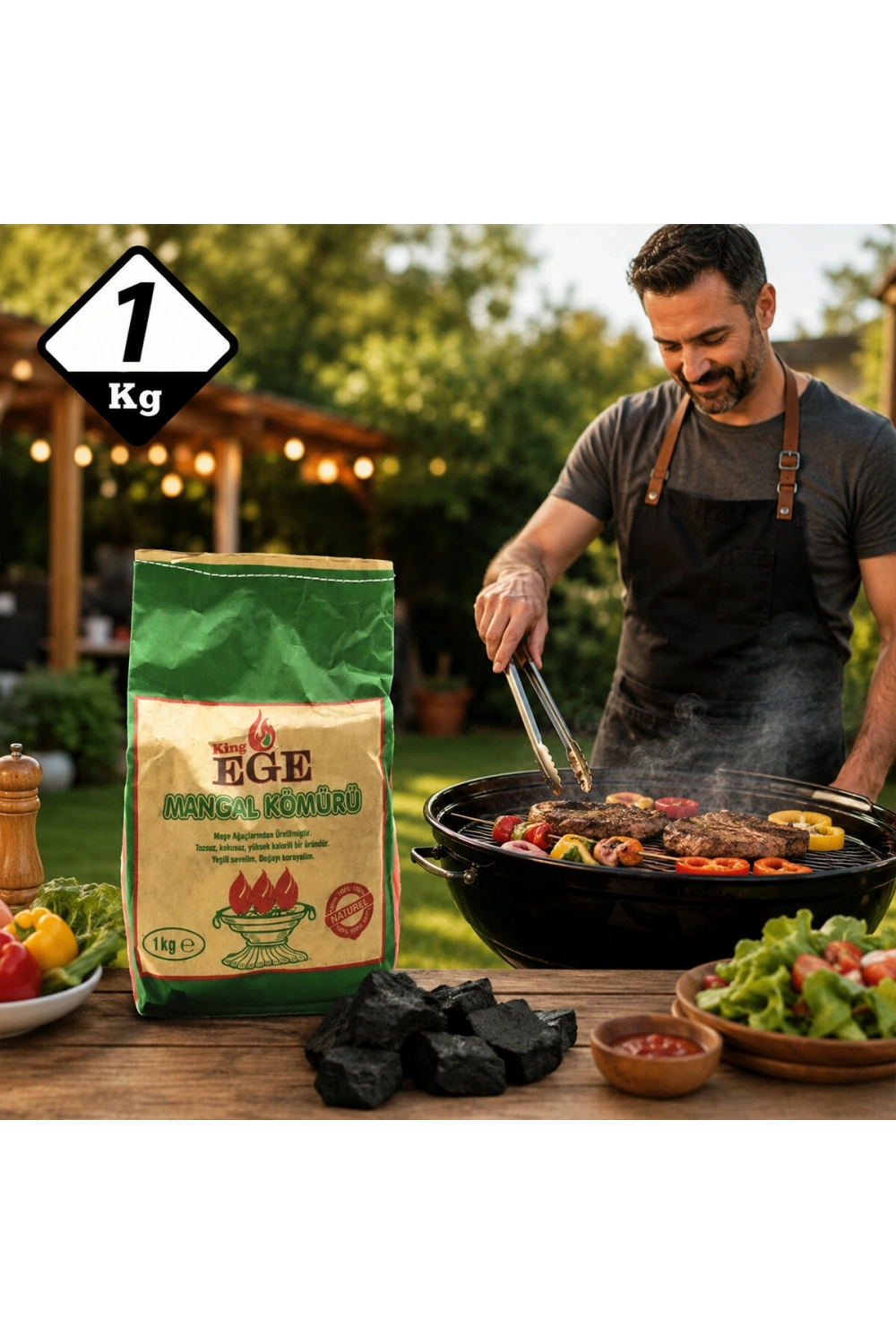 Egonex King Ege Mangal Kömürü ( 1kg ) ( Çıra Hediyelidir )*20=k