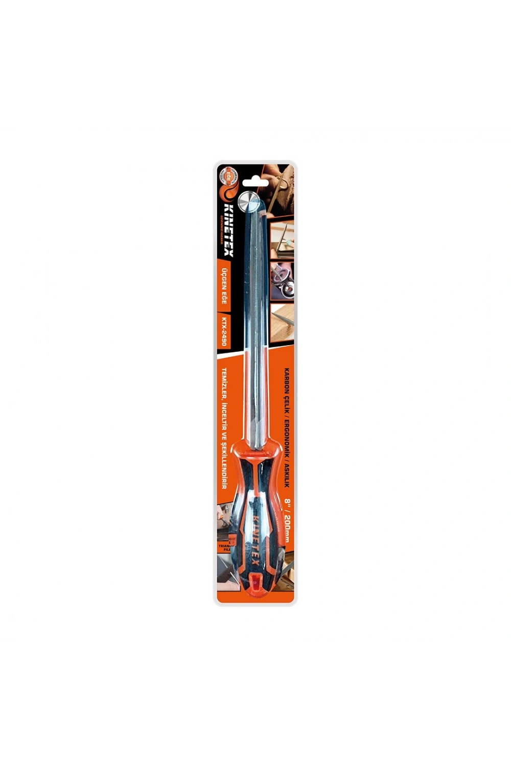 Egonex Knıtex Ktx-2490 ( 8 & 200mm ) ( Üçgen ) Metal Eğe Törpü ( Plastik Saplı )*12x10