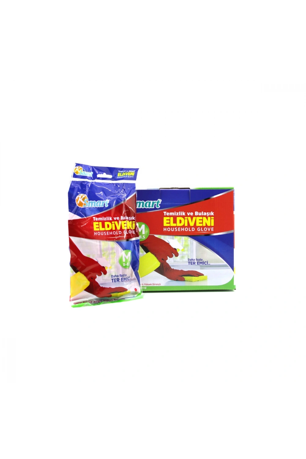 Egonex KSMART K-1285 ( M ) ( NO-8-8.5 ) ( PLASTİK ) TEMİZLİK & BULAŞIK ELDİVENİ ( DOĞAL PAMUK ASTARLI ) ( YÜKSEK DİRENÇLİ )*30X10