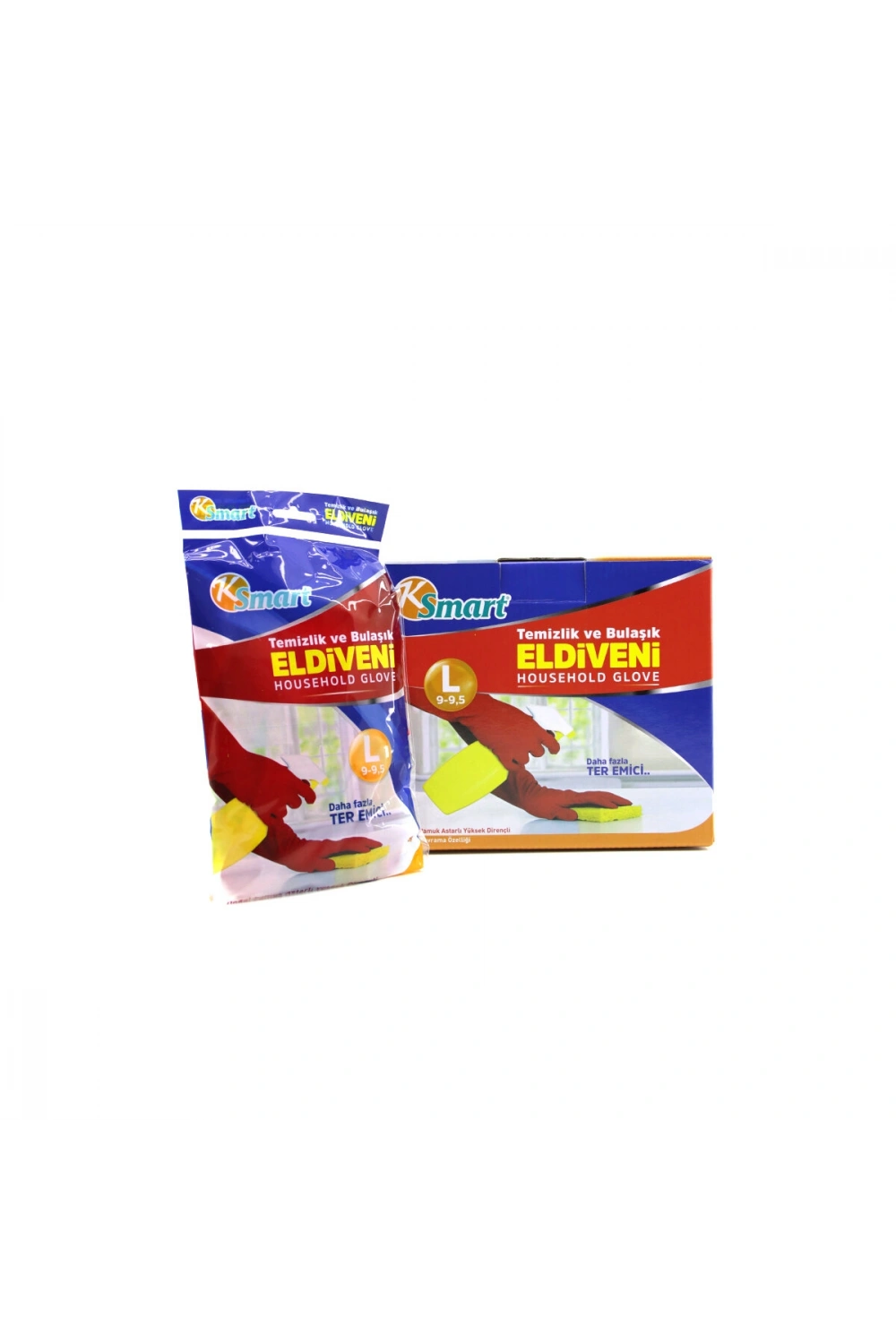 Egonex KSMART K-1292 ( L ) ( NO-9-9.5 ) ( PLASTİK ) TEMİZLİK & BULAŞIK ELDİVENİ ( DOĞAL PAMUK ASTARLI ) ( YÜKSEK DİRENÇLİ )*30X10