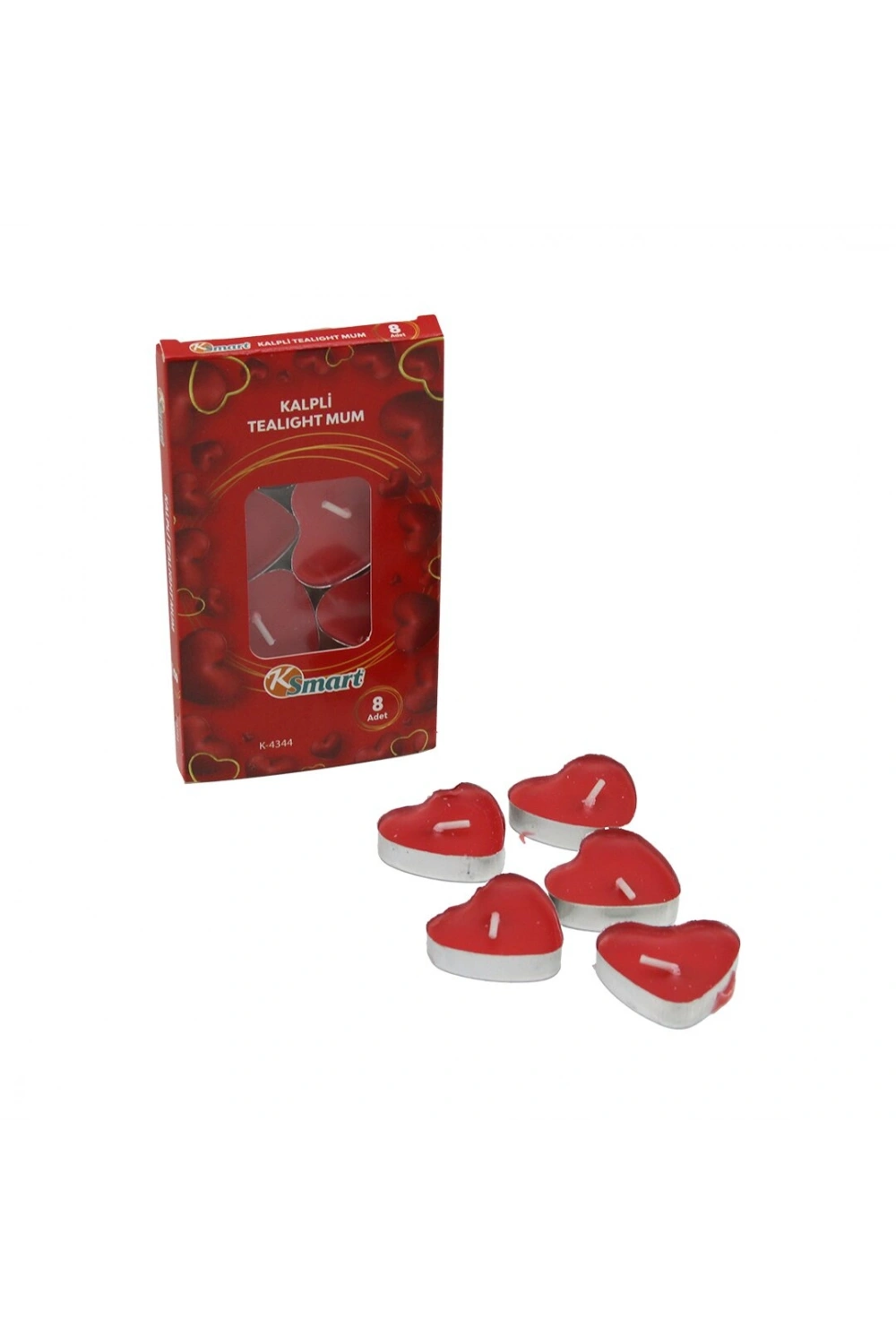 Egonex Ksmart K-4344 ( 8 Pcs ) ( Kalpli ) Kırmızı Tea Lıght Mum*50x6