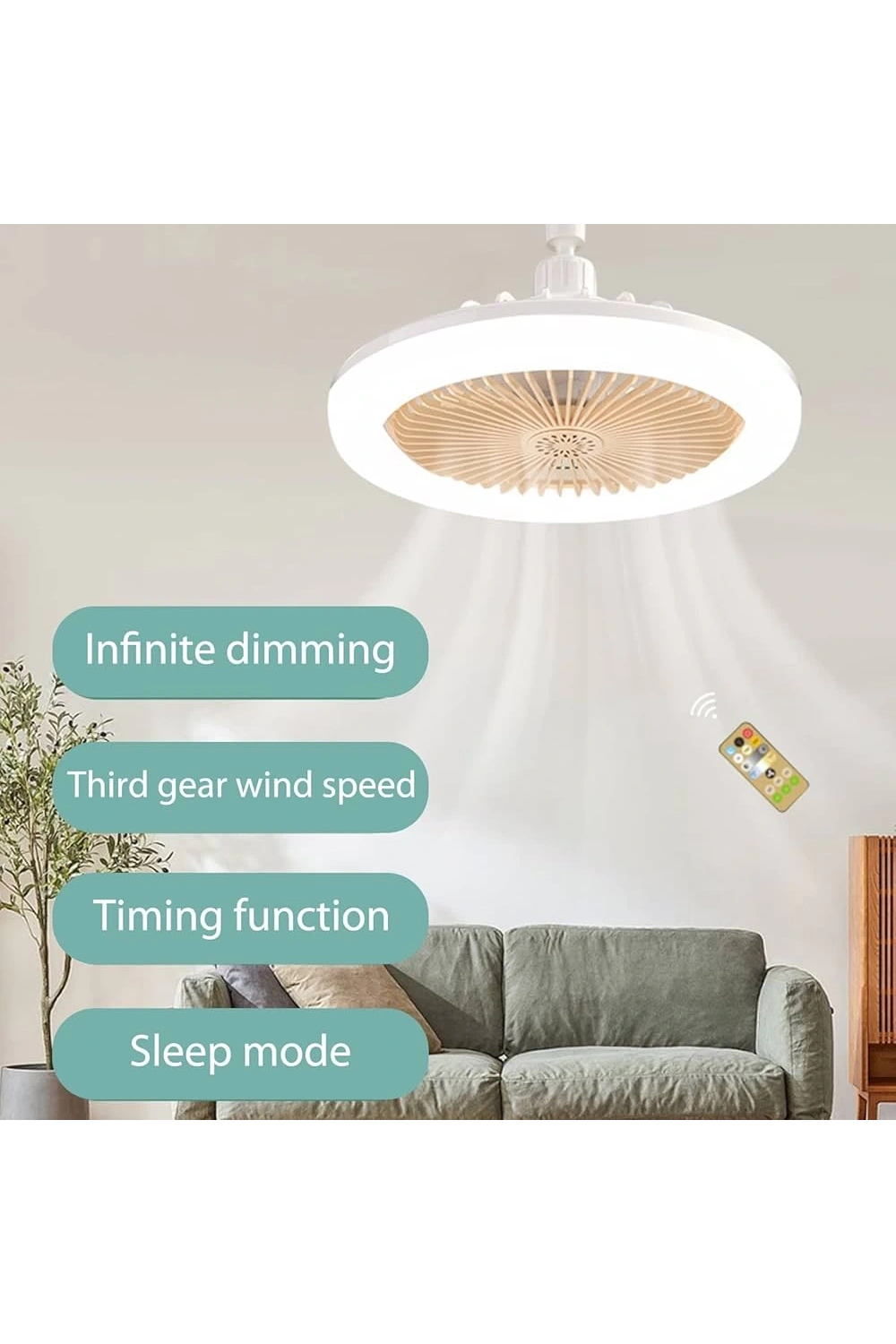 Egonex Led Işıklı Uzaktan Kumandalı Sessiz Tavan Vantilatörü