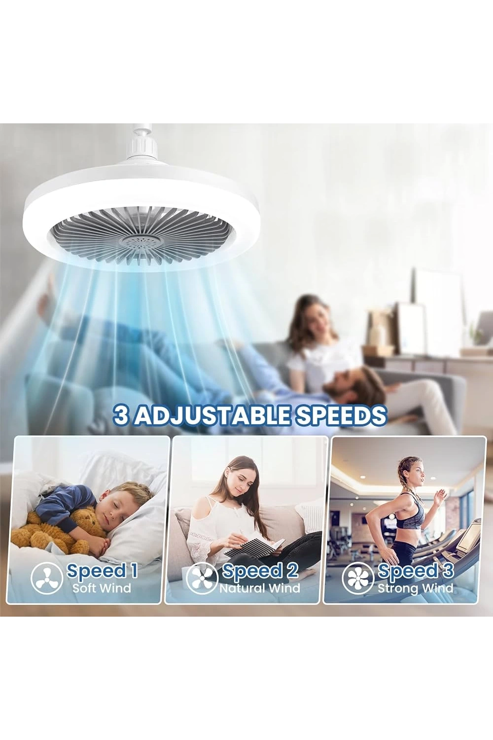 Egonex Led Işıklı Uzaktan Kumandalı Sessiz Tavan Vantilatörü