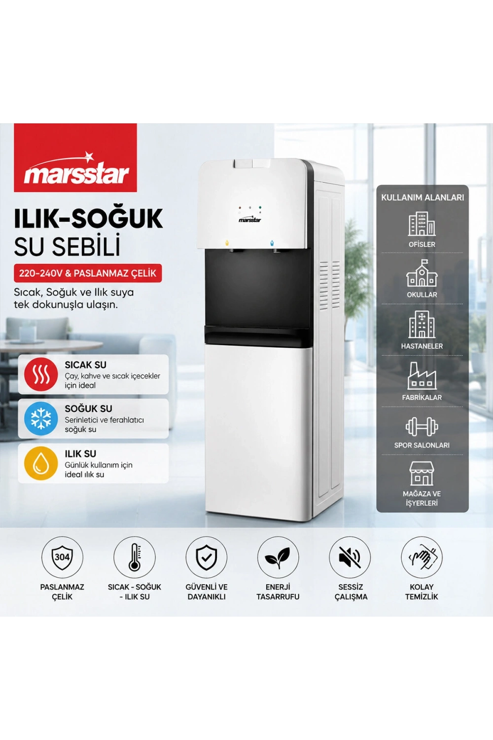 Egonex Marsstar Mswd-100 Su Sebili (sıcak & Soğuk & Ilık) (220-240v & Paslanmaz Çelik)*1