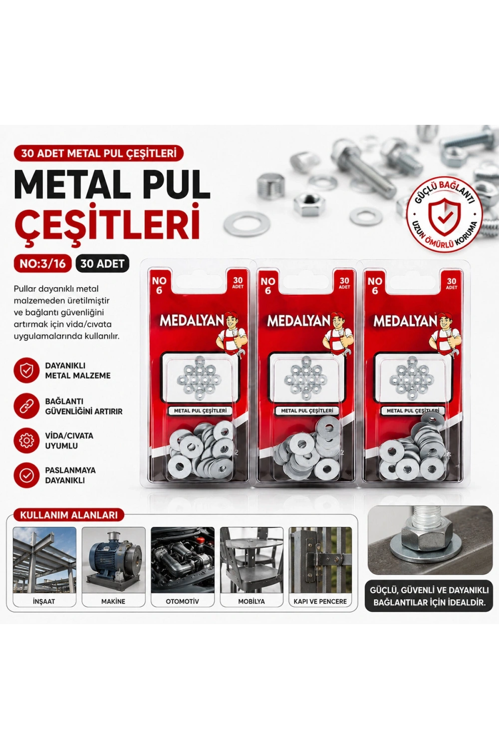 Egonex Medalyan Dl-42 ( 3/16 ) Metal Pul ( 30pcs )*12x12