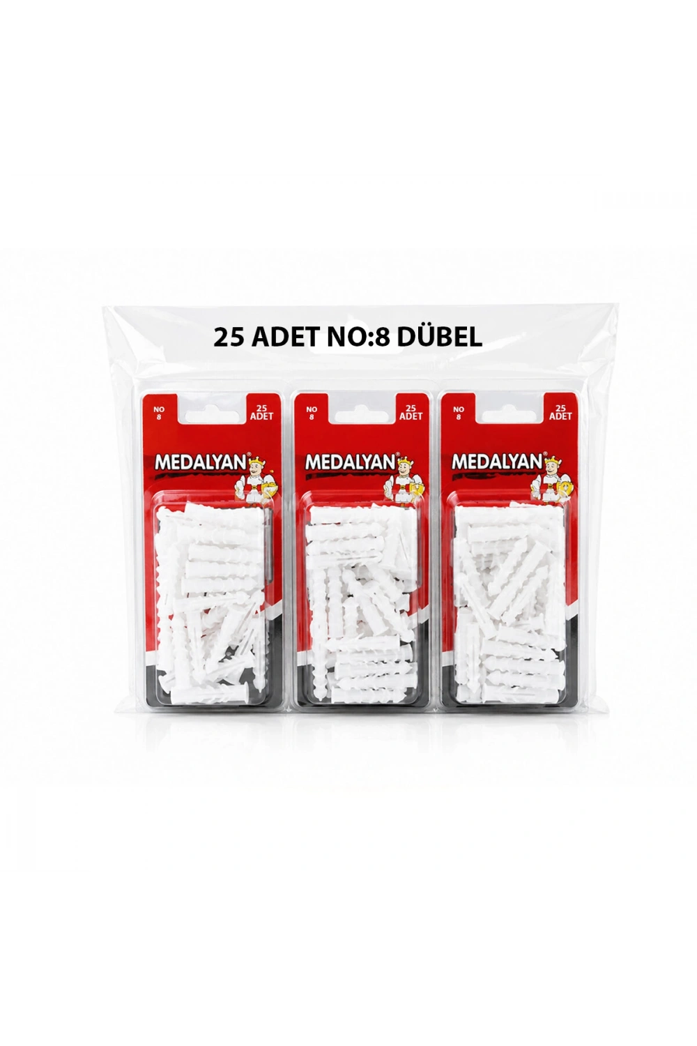 Egonex Medalyan Dl-47 ( No-8 ) ( 25pcs ) Dübel Beyaz & Plastik*12x9