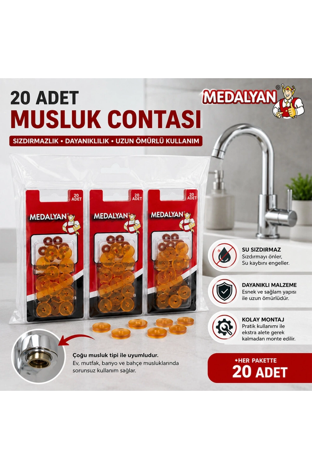 Egonex Medalyan Dl-53 ( 20pcs ) Musluk Contası*12x1