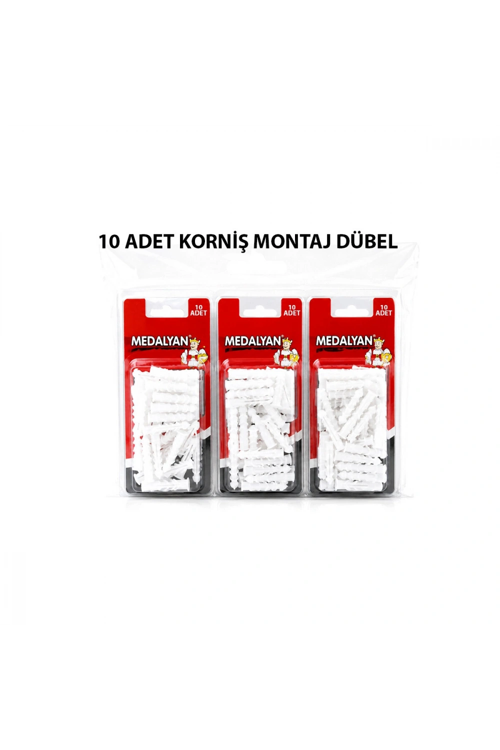 Egonex Medalyan Dl-57 ( 10pcs ) Korniş Montaj Dübeli ( Plastik Çivili )*12x9