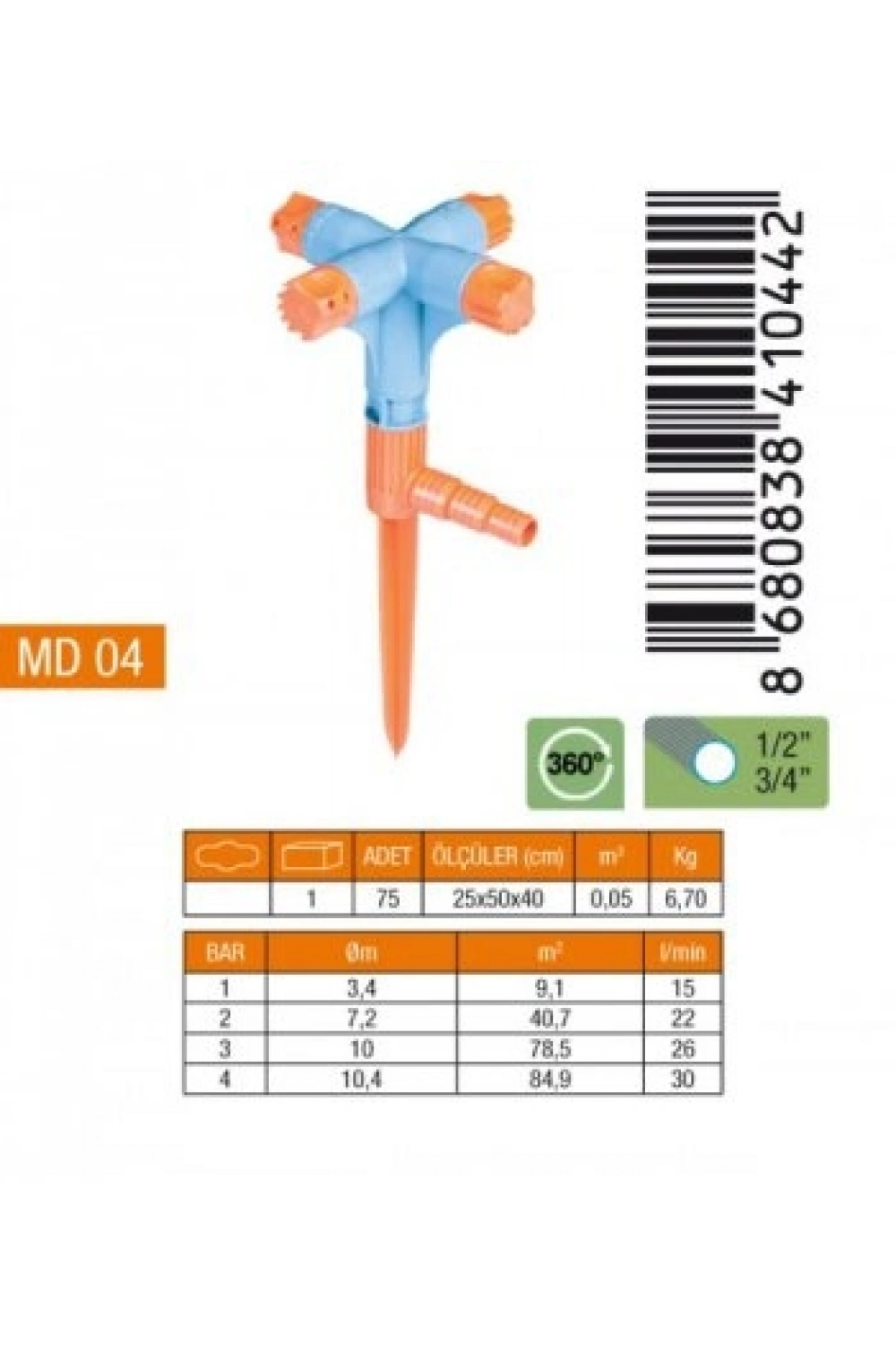 Egonex Medalyan Md-04 ( 4lü & Normal ) Sprınk Fiskiye (kısa Meme)*5x15