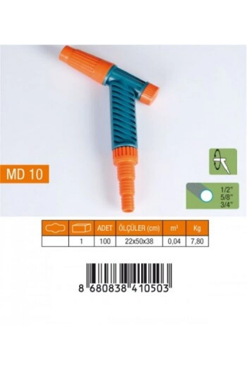 Egonex Medalyan Md-10 ( Normal ) Ayarlı Lans Sulama Tabancası ( 1/2- 5/8- 3/4 Rekor )*10x10