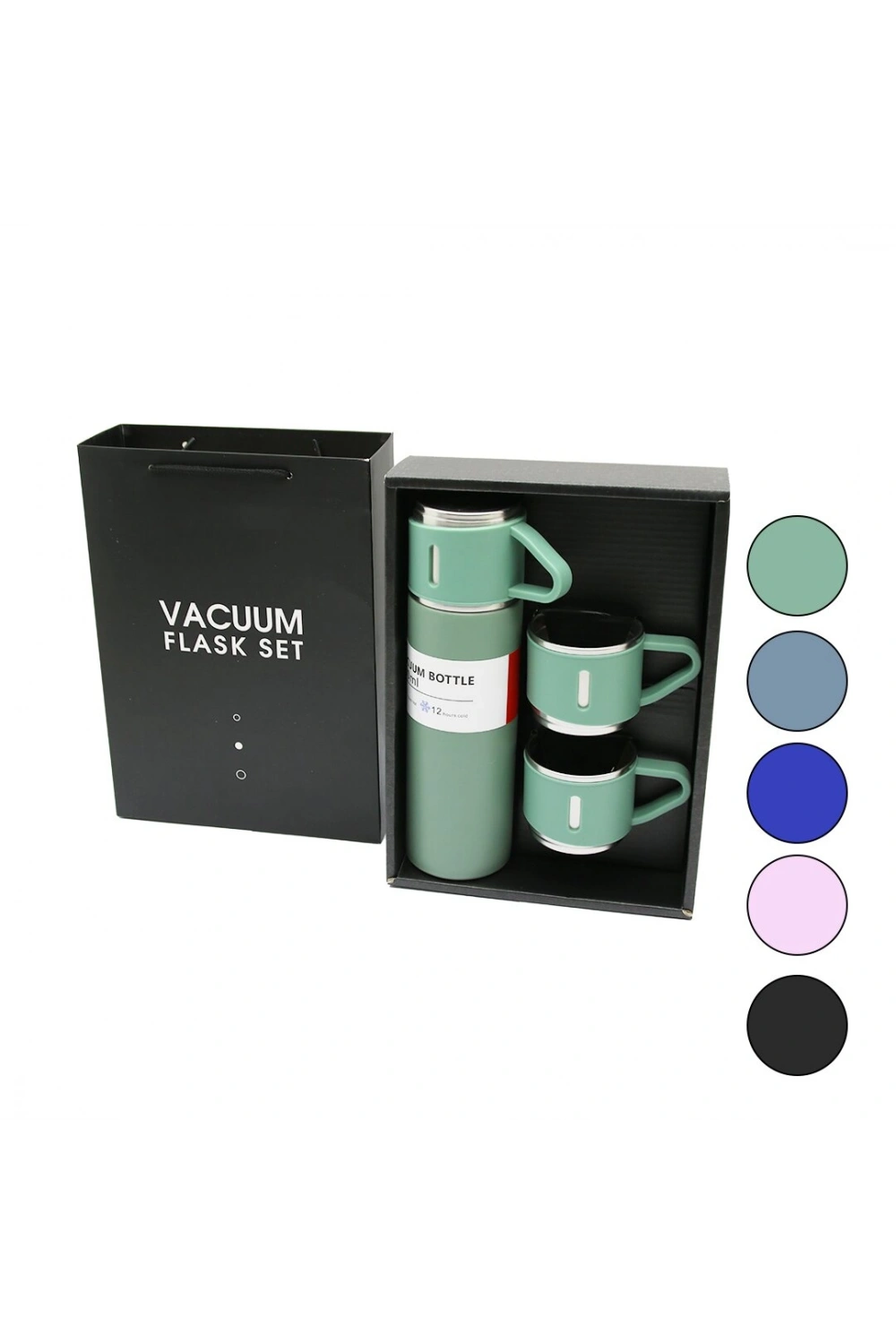 Egonex Mek-015 Vacuum Flask Set ( Çantalı ) ( 3pcs Bardaklı ) Renkli Çelik Termos Seti ( 500ml )*24