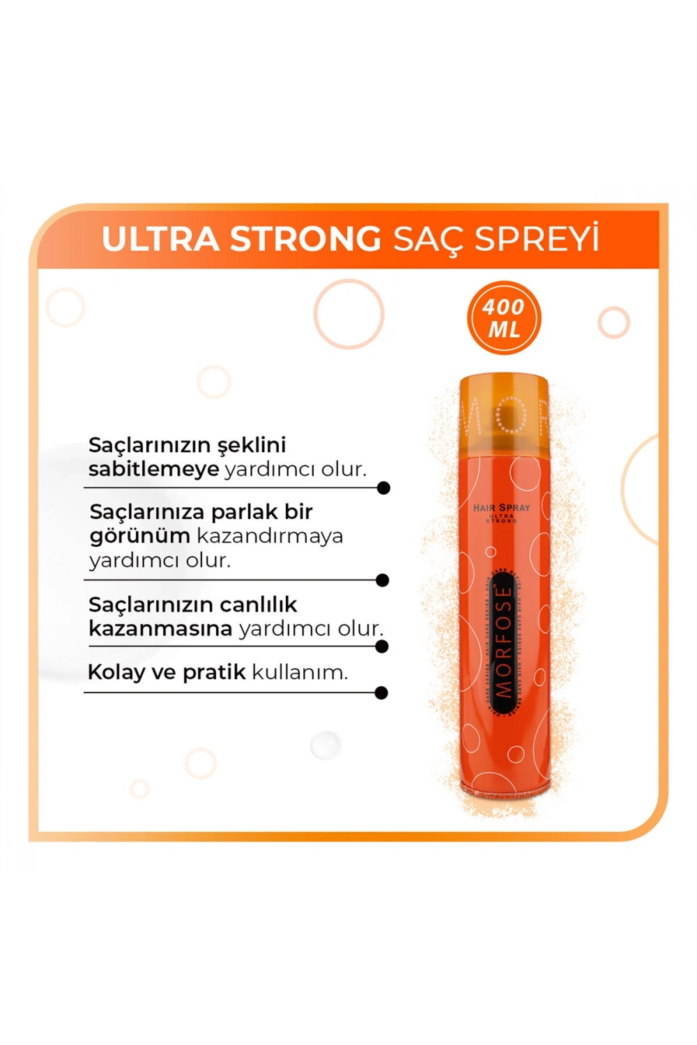 Egonex Morfose Ultra Saç Spreyi Turuncu 400 Ml*12=k