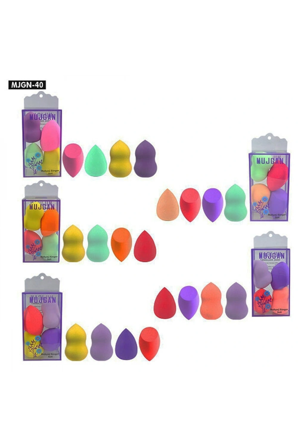 Egonex Mujgan Mjgn-40 ( 4pcs ) ( Tombik ) ( Renkli ) ( Makyaj Sünger ) Seti*6x80