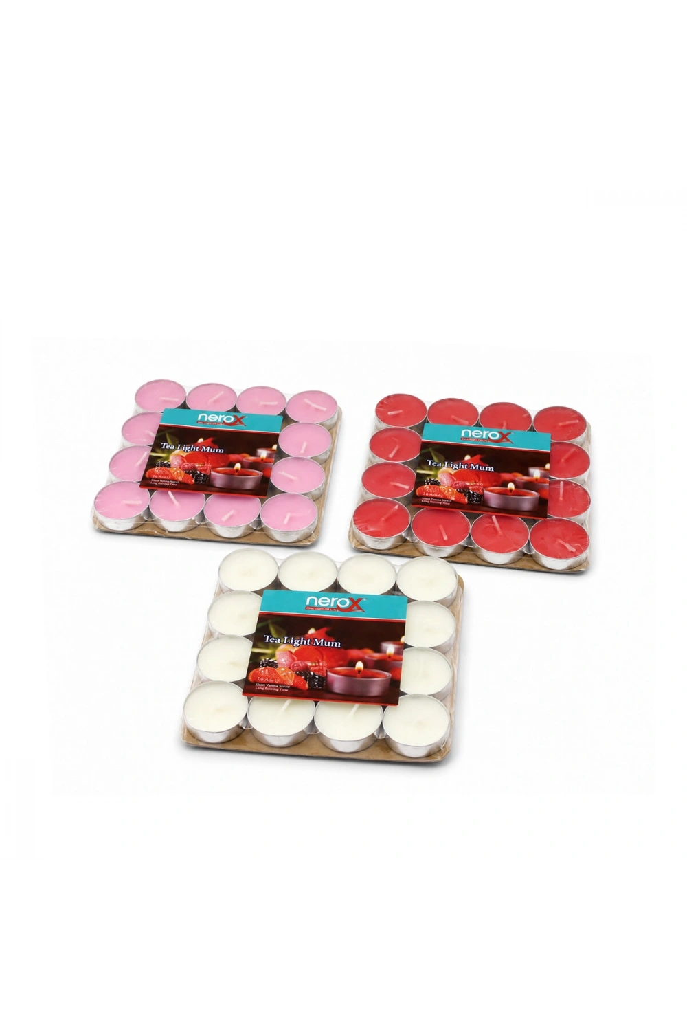 Egonex Nerox Nrx-38r ( 16pcs ) ( Renkli ) ( Yuvarlak ) Tea Light Mum*96