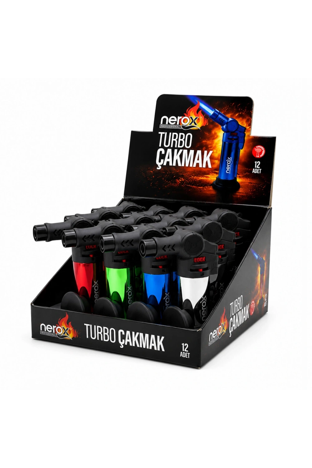 Egonex Nerox Nrx-9305 ( Metalize ) ( Oynar Başlı ) ( Pürmüz & Torch ) ( Nargile & Kamp ) Çakmak ( Doldurulabilir ) ( Ayakda Durabilir )*12x12
