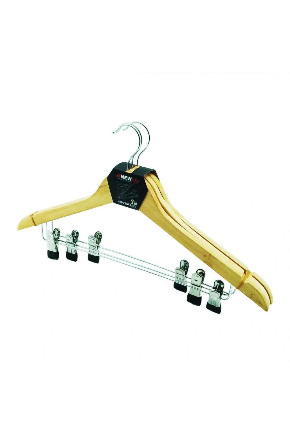 Egonex Newlife Clkn-142 ( 3pcs ) ( Maşalı ) Ahşap Etek Askısı*32