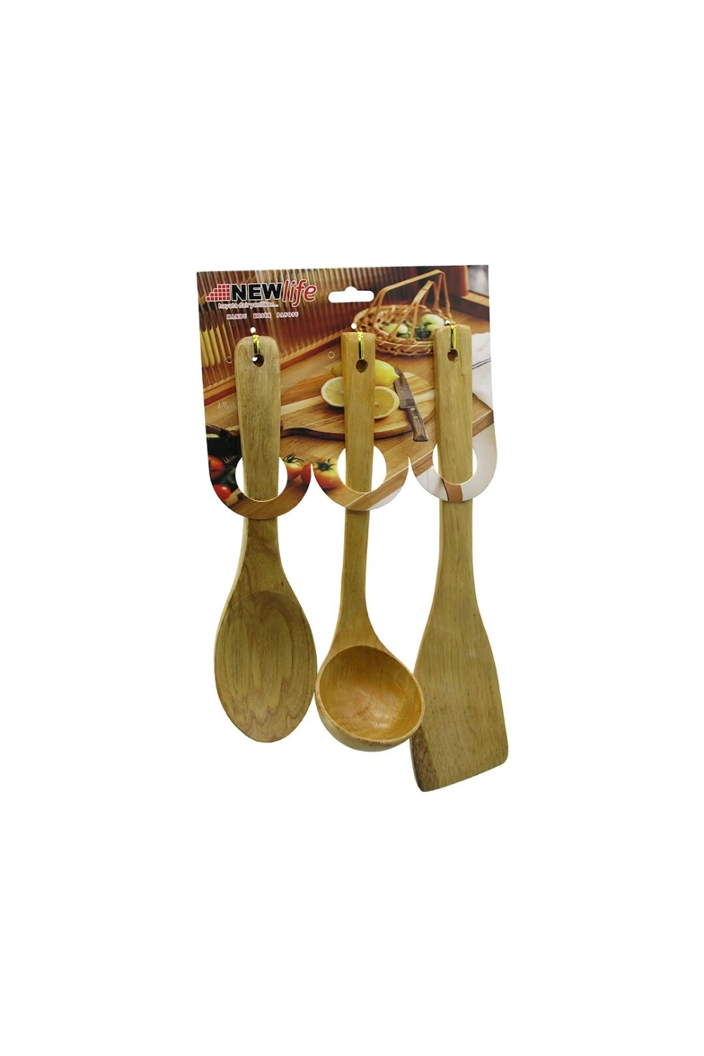 Egonex Newlife Clkn-2337 ( 3pcs ) ( Ahşap Bambu ) Mutfak Servis Seti ( Kaşık=27cm & Kepçe=27cm & Spatula=32cm )*72