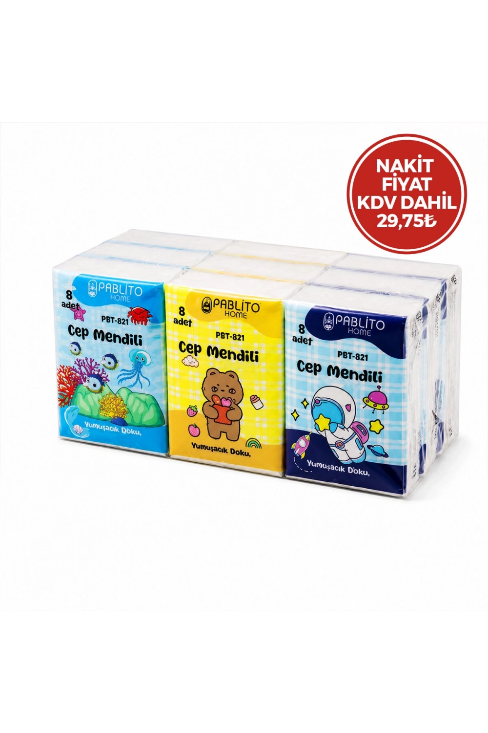 Egonex PABLITO HOME PBT-821 ( 8PCS ) ( MİNİ ) CEP ( KAĞIT ) MENDİL ( 9LU PAKET )*60=K