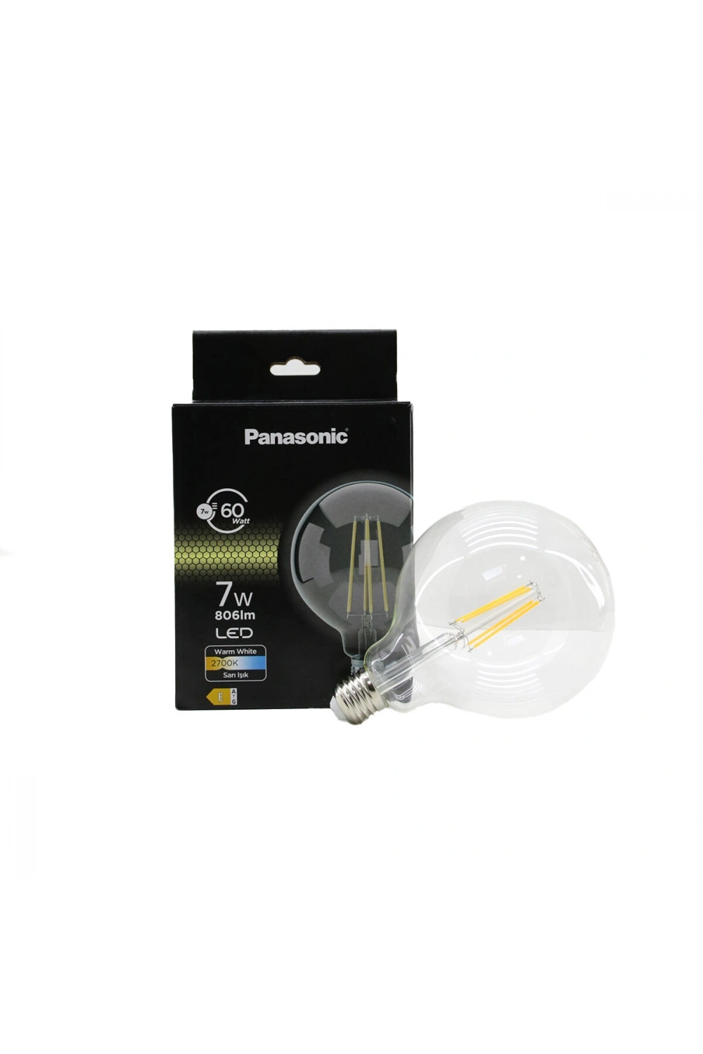 Egonex PANASONİC (LDGCH-07-LH-1RC) (G125) (173X125MM) (7W=60W) (E27) (WARM WHİTE & SARI IŞIK) (LED FİLAMENT & RUSTİK AMPUL) LAMBA (806LM)(2700K)(15.000H)*10=K