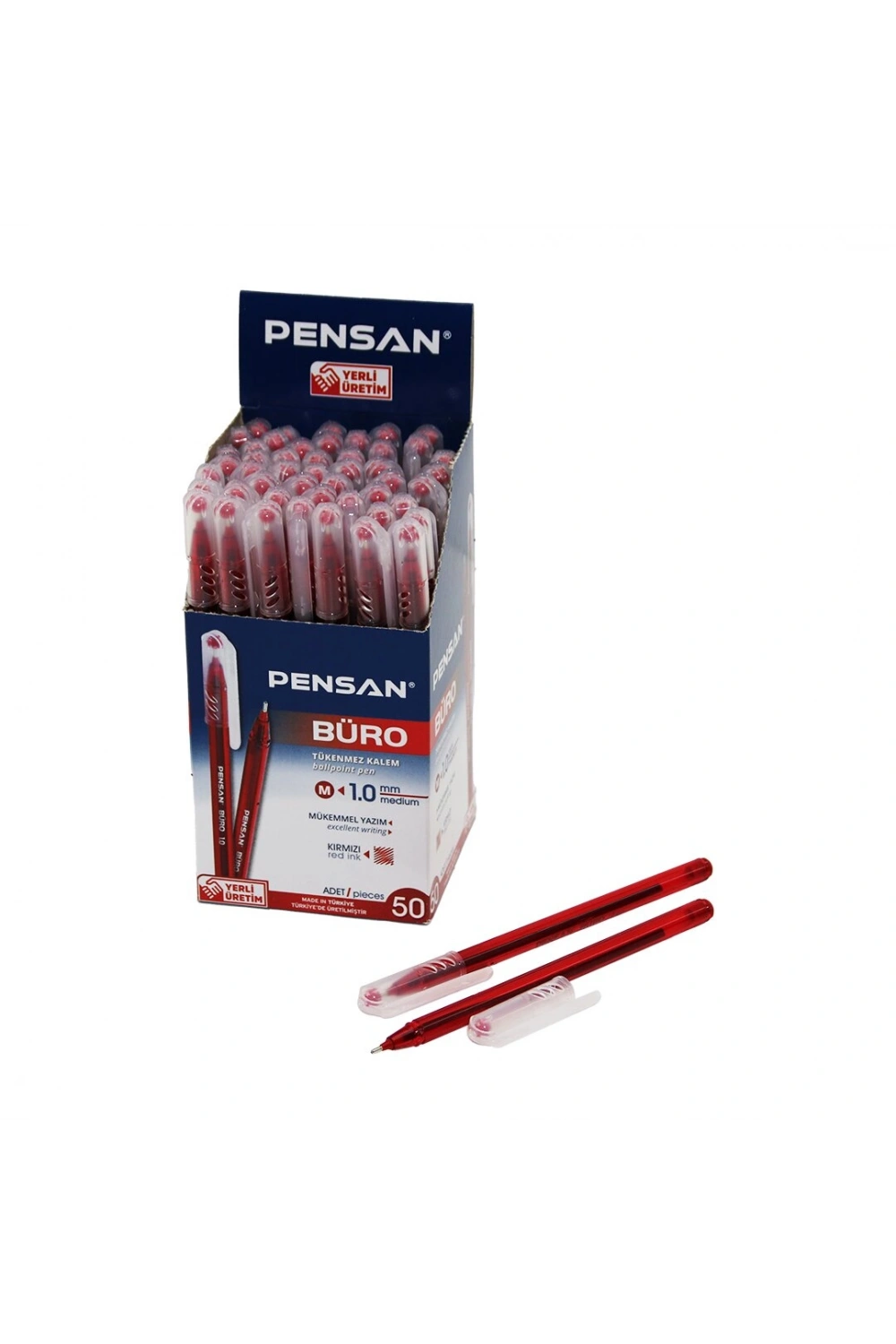 Egonex Pensan Büro ( Kırmızı ) Tükenmez Kalem ( M-medium & 1.0mm Uç )*50x40