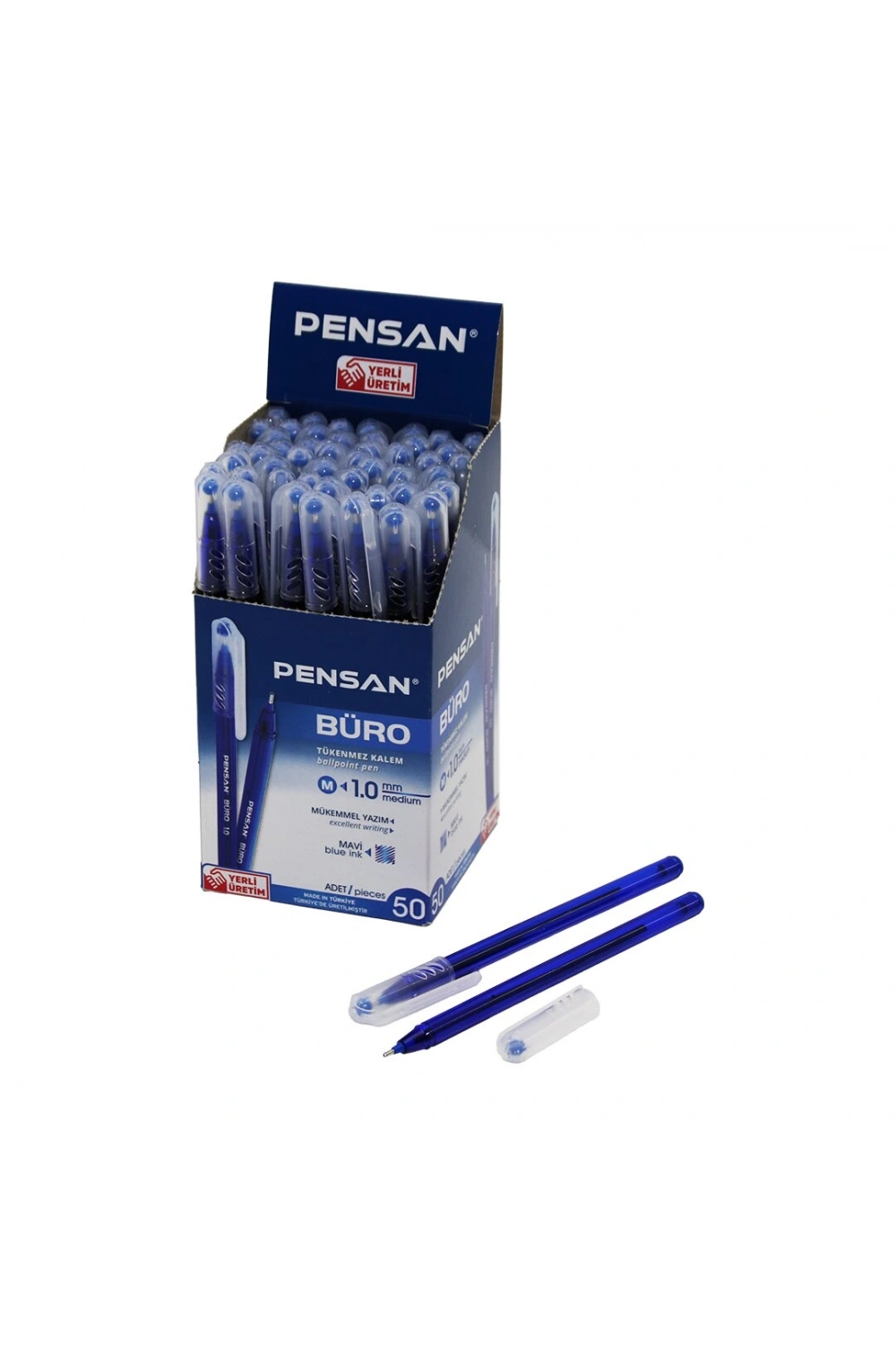 Egonex Pensan Büro ( Mavi ) Tükenmez Kalem ( M-medium & 1.0mm Uç )*50x40