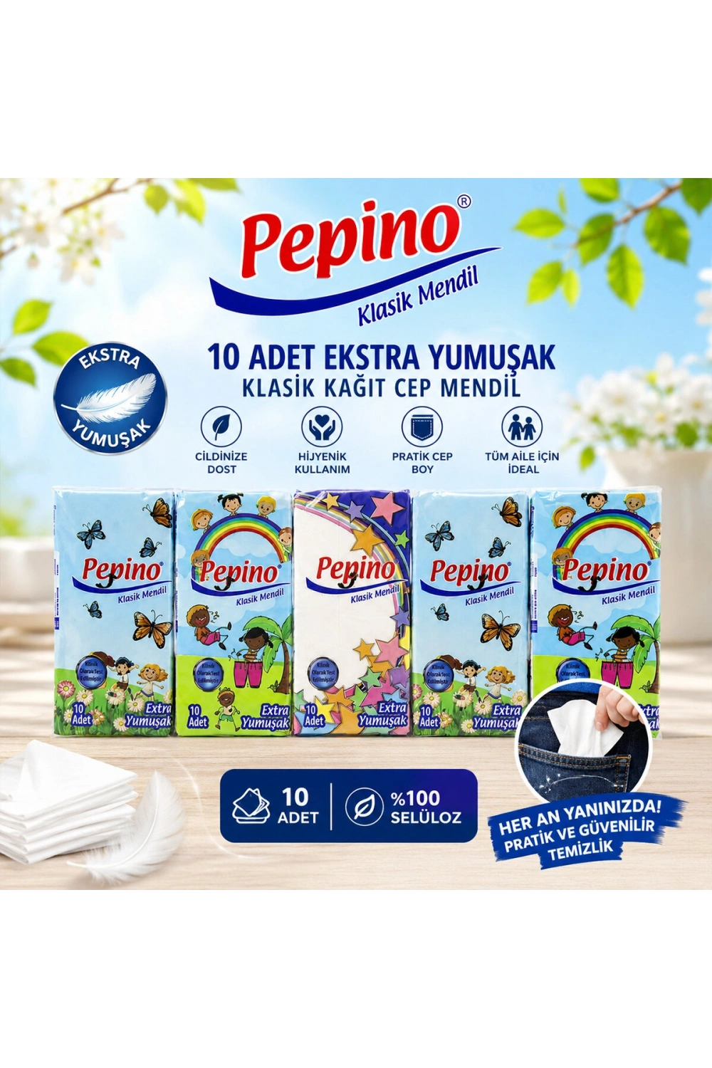 Egonex Pepino ( 10pcs ) Kağıt Cep Mendil*240=k