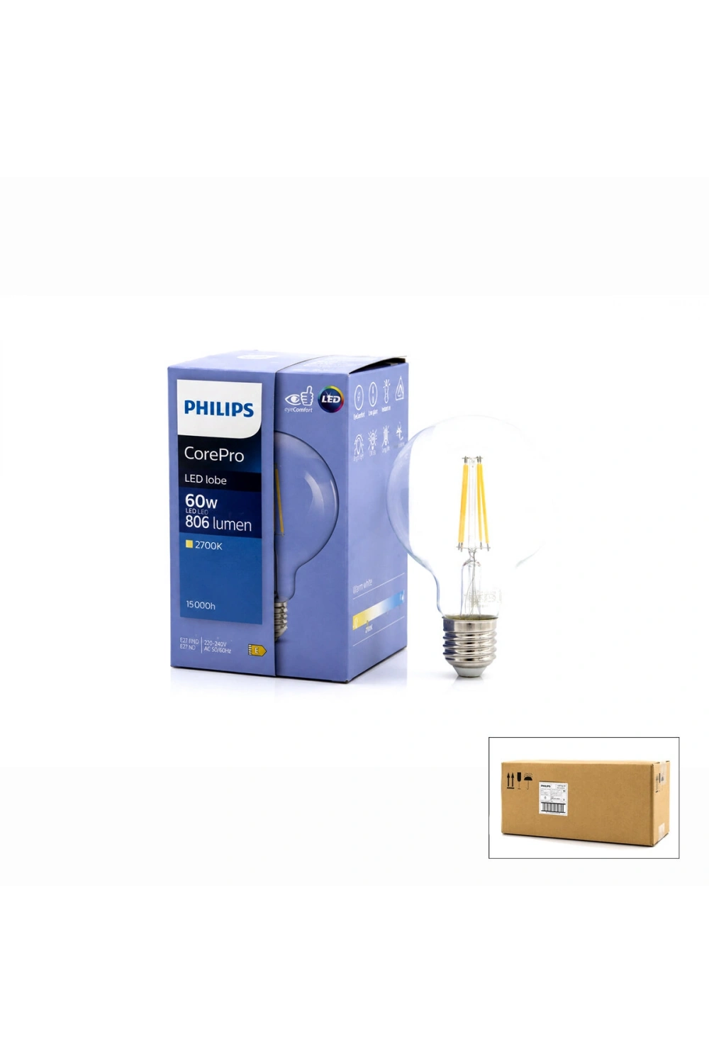 Egonex Phılıps-346772 00 Corepro G93 ( 2700k & E27 ) ( 7w = 60w & E27 ) ( Led Filament & Rustik Ampul ) Lamba ( 806 Lumen ) ( Cam Gövde )*6=k