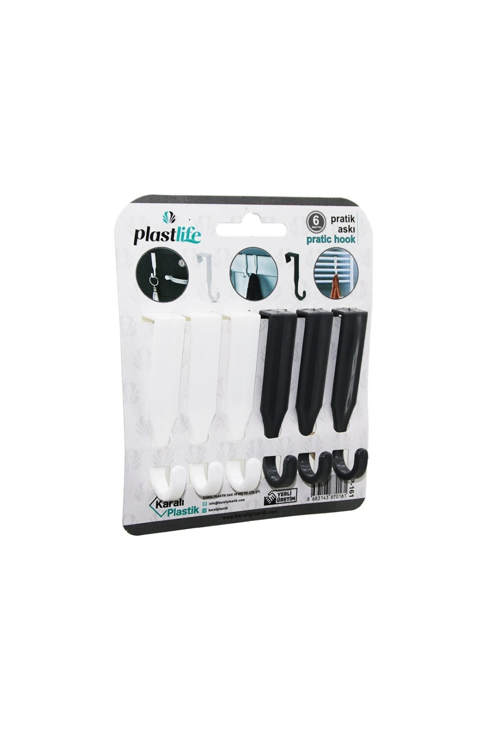 Egonex PLASTLİFE KP-161 ( 6PCS & TEK KOLLU ) ( ÇOK AMAÇLI & TAK ÇIKAR ) PRATİK PLASTİK ASKI*48