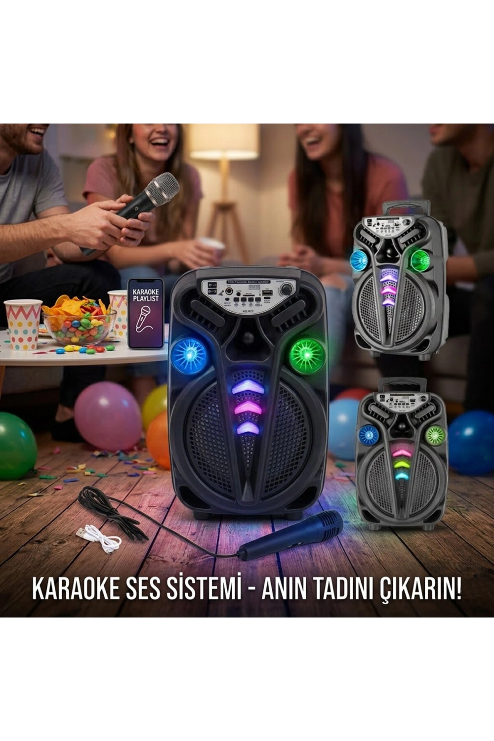 Egonex Platoon Pl-4681 Ao-835-832 Karaoke ( Mikrofonlu ) Wireless Hoparlör & Speaker ( Işıklı ) ( Usb Şarjlı ) ( Dc 5v & Tf & Aux ) ( 8 Inch )*10