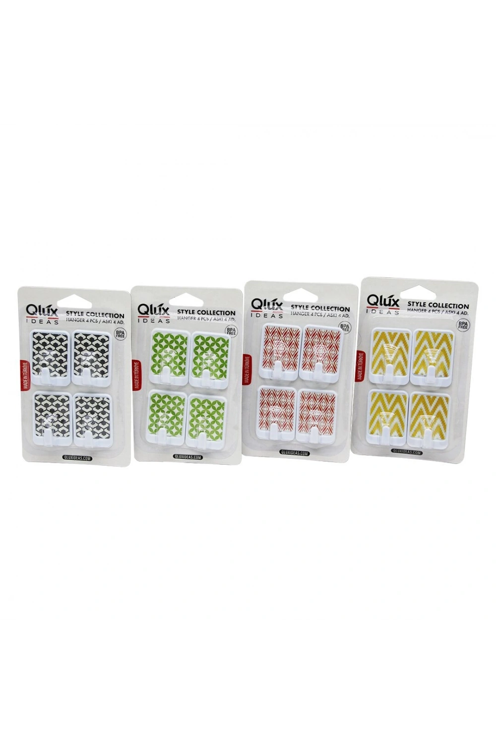 Egonex Qlux L-00135 ( 4pcs ) Dikdörtgen Yapışkan Askı ( Renkli Desenli )*80