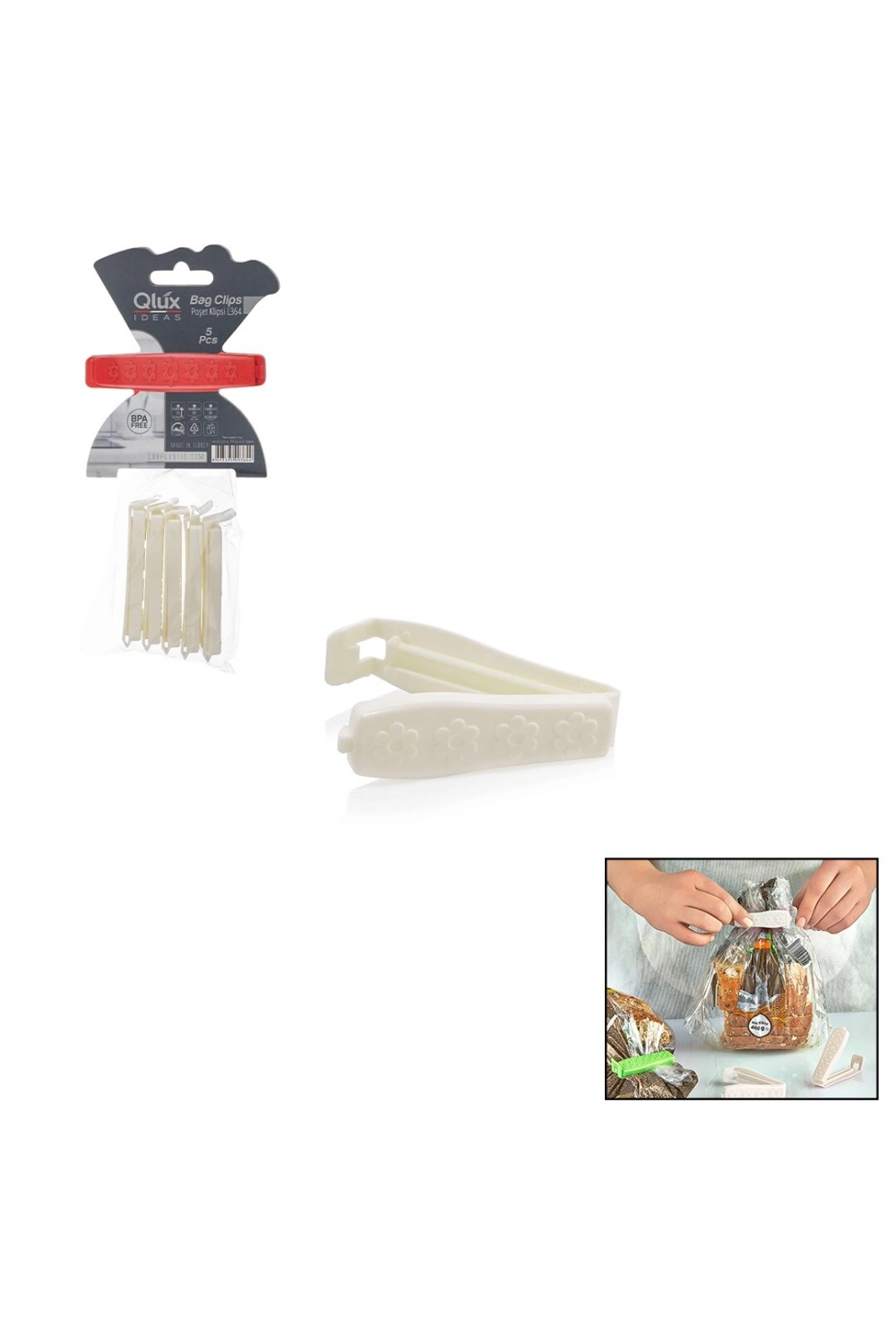 Egonex Qlux L-00364 ( 5pcs ) Poşet Klipsi Set ( Plastik )*50=k