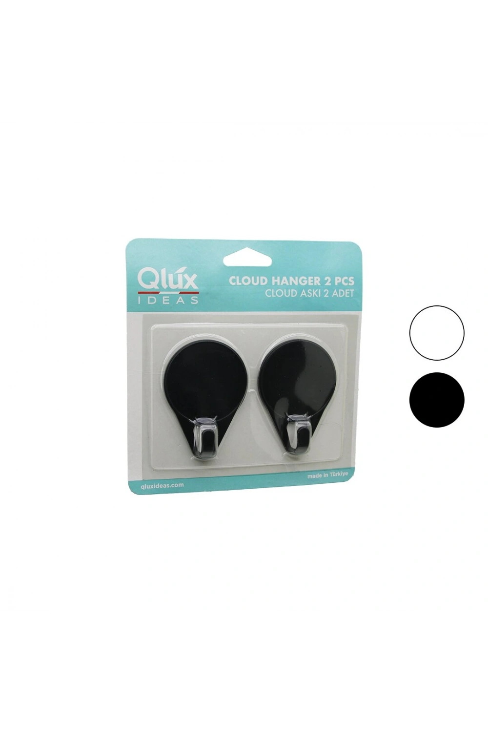 Egonex Qlux L-00788 ( 2pcs ) Cloud Askı ( Siyah & Beyaz Plastik ) ( Yapışkanlı Montaj )*60
