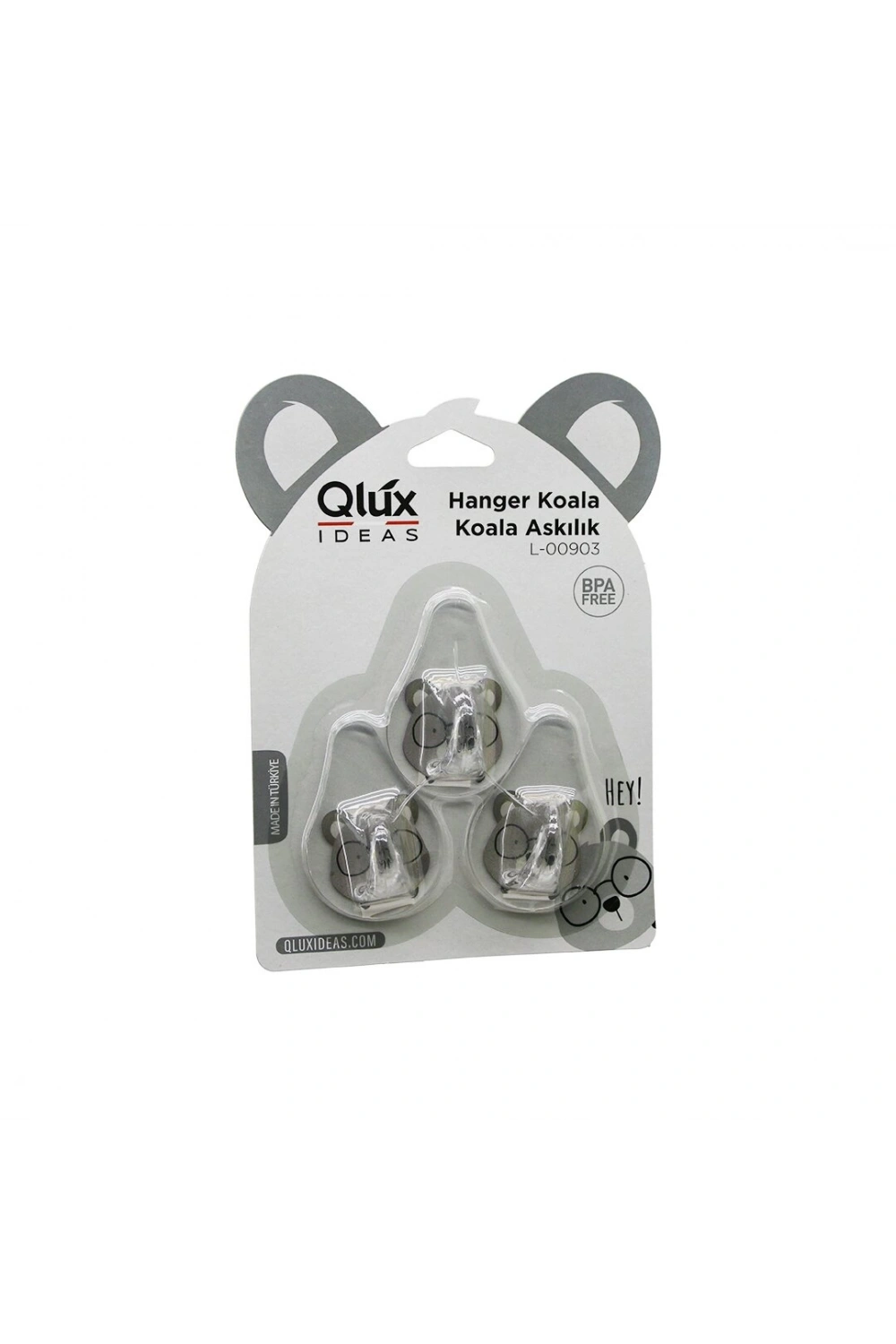 Egonex Qlux L-00903 ( 3pcs ) Koala Askı ( Şeffaf Askı ) ( Yapışkanlı Montaj )*60