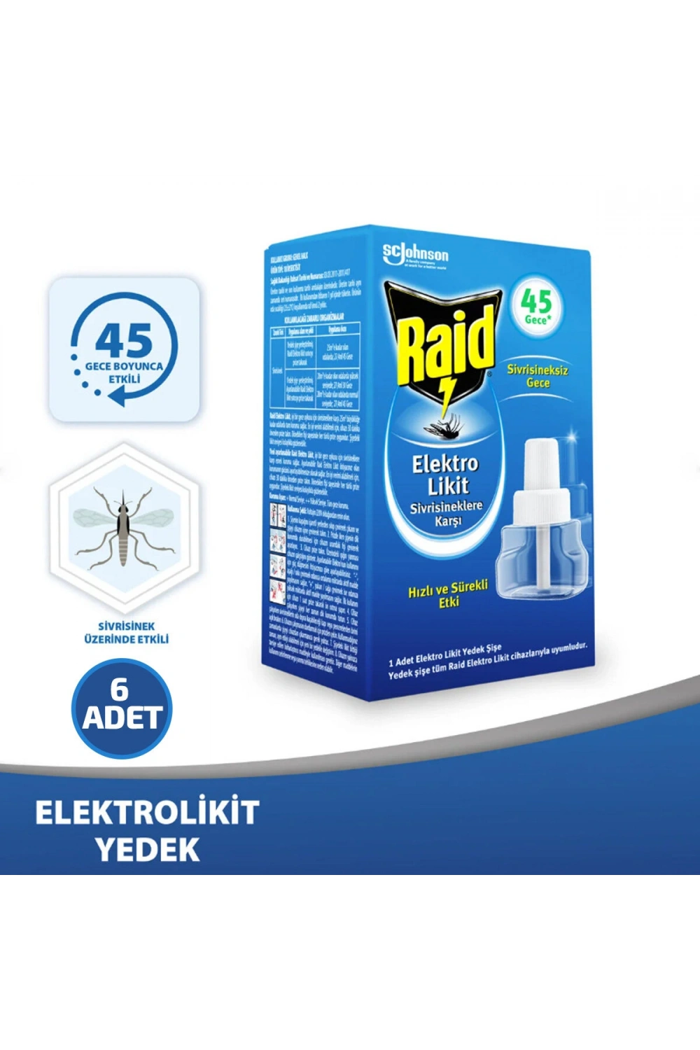 Egonex Raid Elektro ( Sivrisinek Karşı ) ( Likit & Yedek ) ( 45 Gece ) 27.4ml*6x4