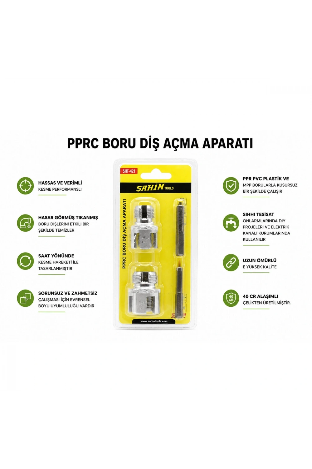 Egonex Şahin Tools Şht-421 ( 2pcs ) ( Pprc ) ( Boru Diş Açma ) Matkap Uç Aparat*100