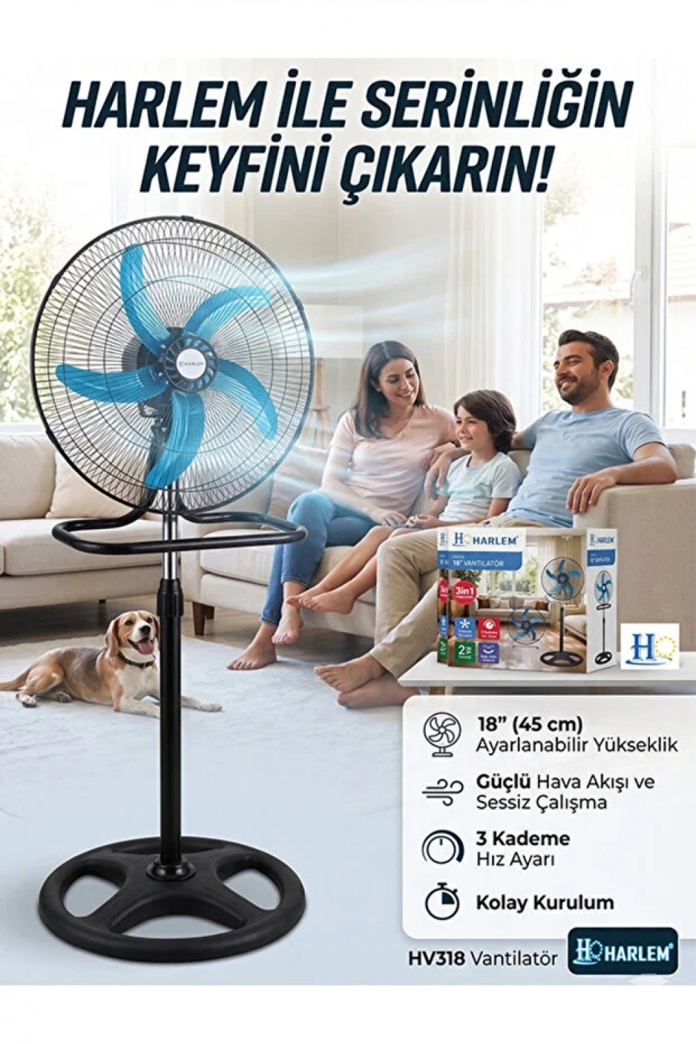 Egonex Sanayi Tipi 18inç Duvar-Masa Ayaklı Vnatilatör 90W